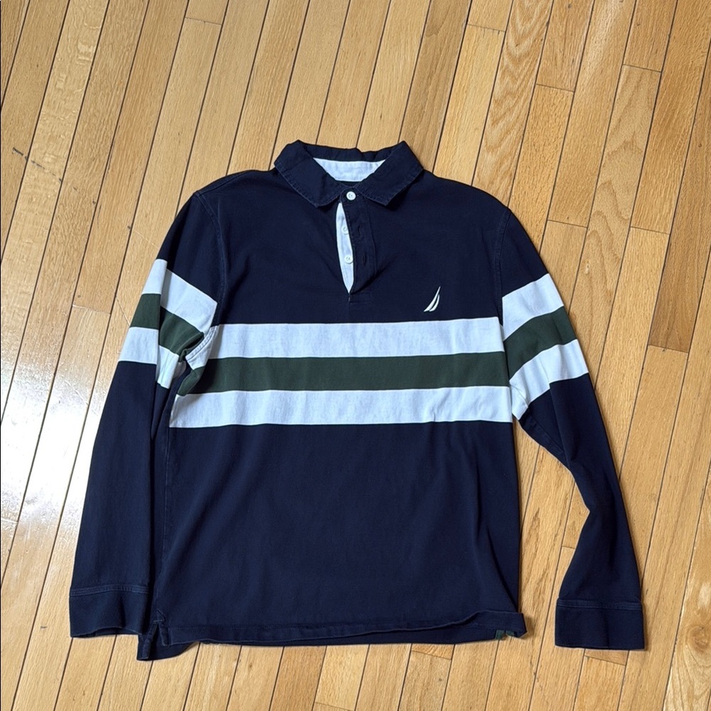 Nautica Men's Navy Long Sleeve Polo Shirt